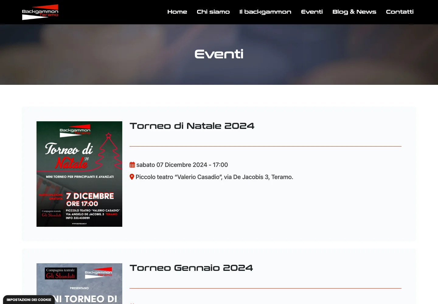 Backgammon Teramo — Eventi