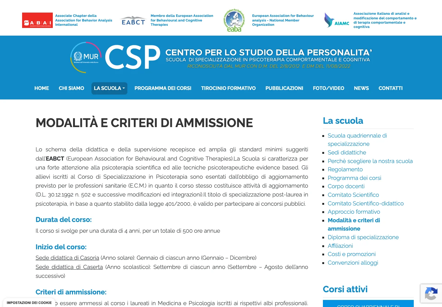 Scuola CSP — Ammissioni