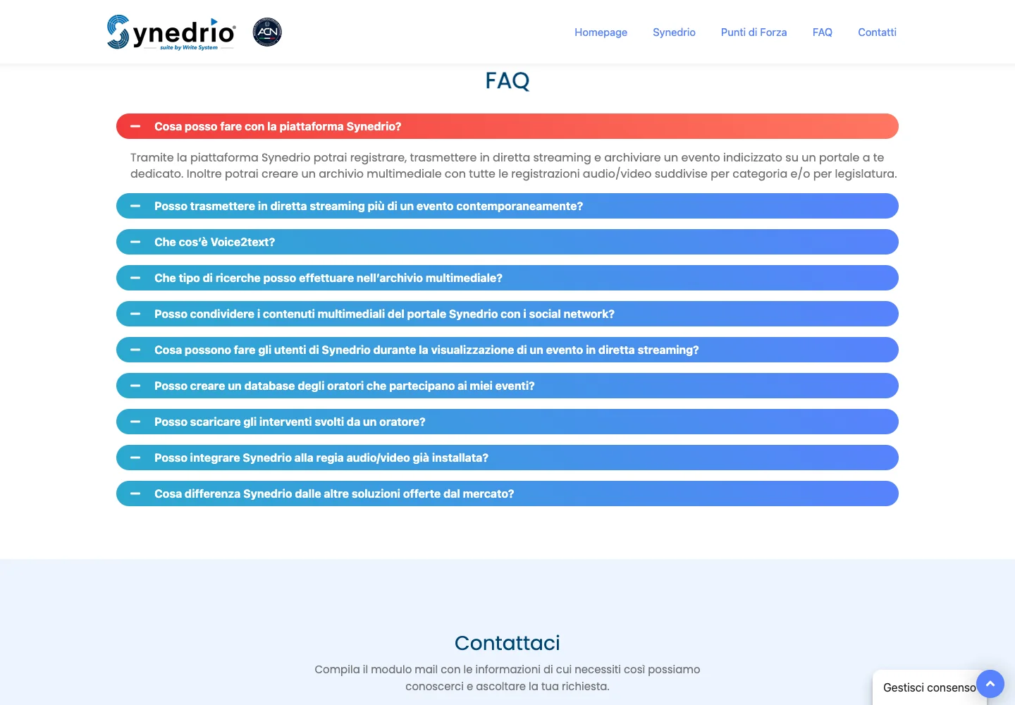 Synedrio — Sezione FAQ